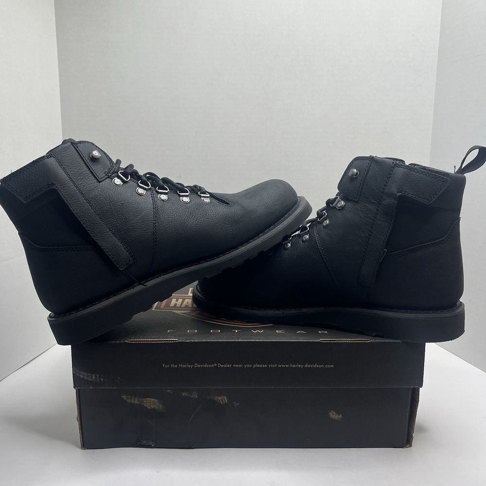 Harley Davidson Denway 5 Black Leather Waterproof Boots Mens 11.5 M D96248